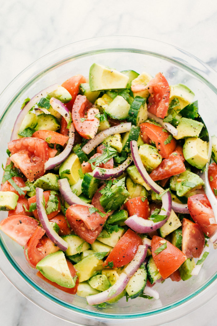 Avocado Tomato and Cucumber Salad Recipe | The Food Cafe