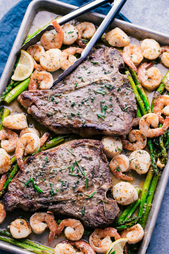 Sheet Pan Herb Garlic Butter Surf and Turf | The Food Cafe