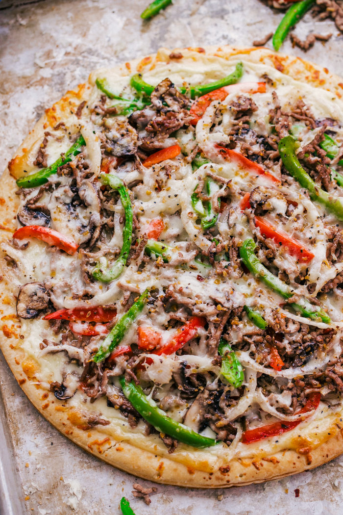 philly cheeseburger pizza