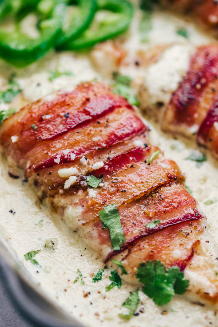 Bacon Wrapped Chicken with Jalapeno Cream Sauce | The Food ...