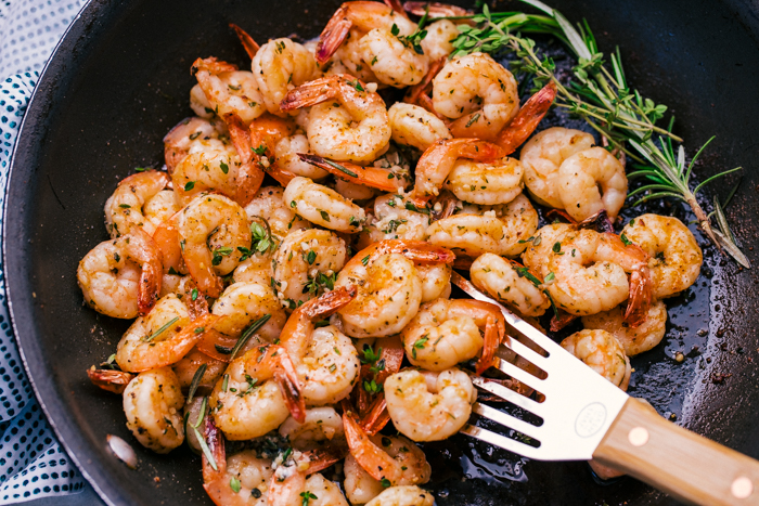 Roasted Cast Iron Shrimp with Herb Butter