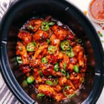 Party wings cooked in crock pot with bbq sauce