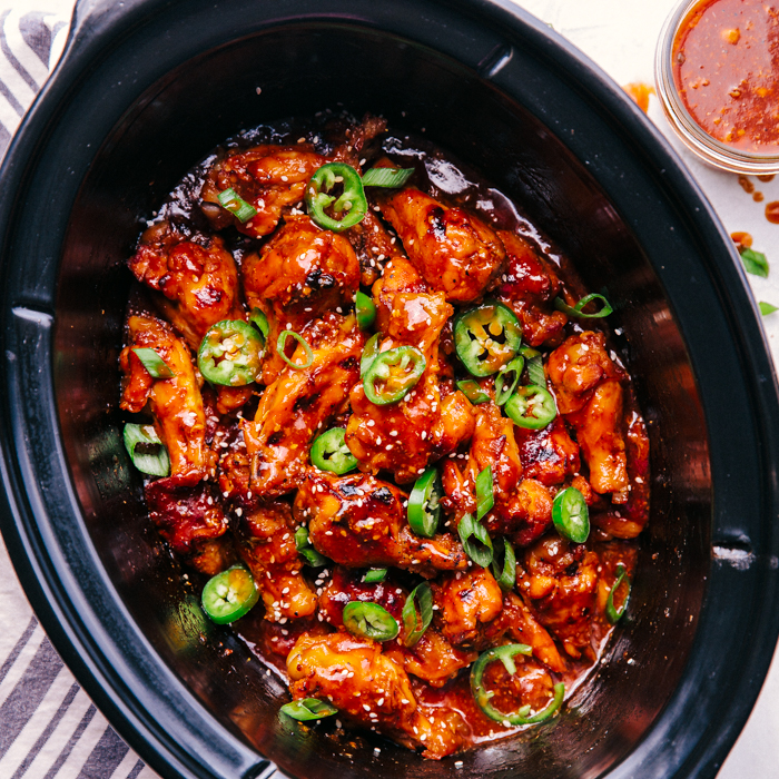 Sweet and Spicy Crock Pot Party Wings | The Food Cafe | Just Say Yum
