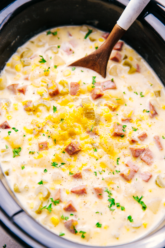 Crock Pot Cheesy Ham and Potato Soup | The Food Cafe | Just Say Yum