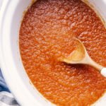 The Best Slow cooker applesauce being served out of slow cooker