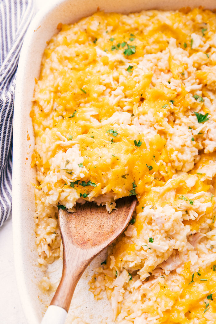 Easy Cheesy Chicken and Rice Casserole Recipe | The Food Cafe