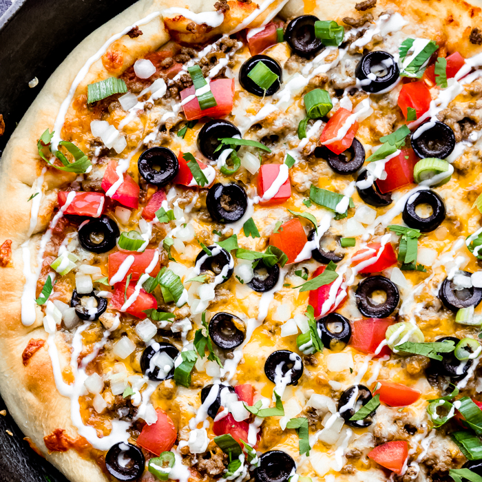 Beef Taco Cast Iron Pizza - Charlotte Shares